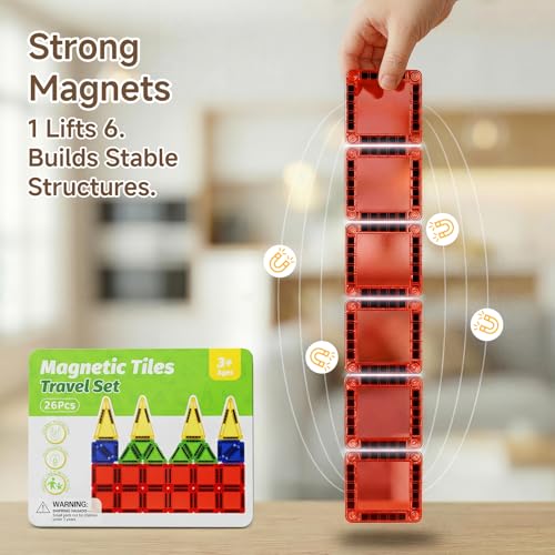 Travel Magnetic Tiles for Kids Car Games Road Trip Essentials - style: Green 26PCS