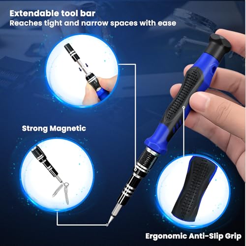 142Pcs Precision Screwdriver Set for Electronics–Multi-Bit Repair Tool Kit for iPhone,MacBook,Laptop,Tablet,PS4,Xbox,Nintendo|Magnetic Mat,ESD Tweezers,Suction Cup&Spudger|Comes with Repair Tool Bag - color: 142 Pcs