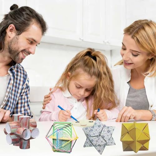 STEM Educational 3D Paper Folding Math Puzzles Set - M?bius Strip & Face-Changing Hexagon - color: Pink