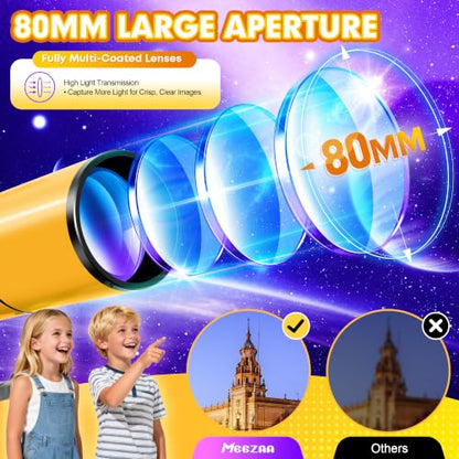 MEEZAA Telescope for Adults & Kids, 80mm Aperture 500mm Refractor