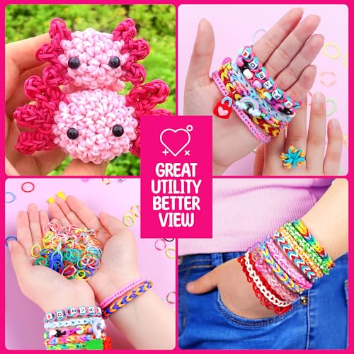 3000+ Rubber Band Bracelet Kit, 30 Colours Loom Bracelet Kit - Rubberband Bracelet making kit Includes Clips, Charms, Beads - Rubber Bands for Bracelets, Ideal Gift for Birthday, Halloween, Xmas - color: 30colors 3000+
