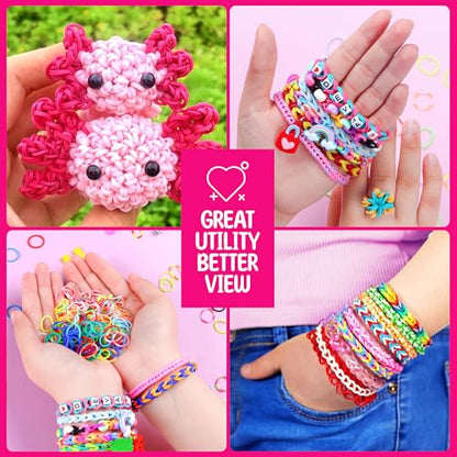 3000+ Rubber Band Bracelet Kit, 30 Colours Loom Bracelet Kit - Rubberband Bracelet making kit Includes Clips, Charms, Beads - Rubber Bands for Bracelets, Ideal Gift for Birthday, Halloween, Xmas - color: 30colors 3000+