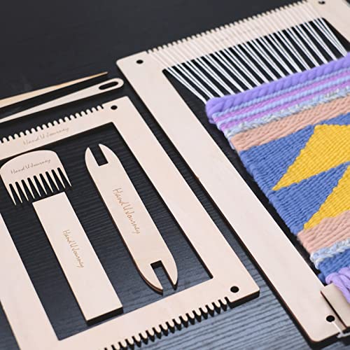 Wool Queen Rectangle Weaving Loom Kit - 2 Sets with Weaving Needles and Tools, Perfect for Beginners and Weaving Enthusiasts, 11''x16.5'' and 7.8''x11.7'' Large Sizes - size: 11''x16.5''&7.8''x11.7''