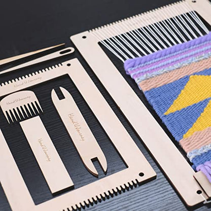 HAND U JOURNEY Large Rectangle Weaving Loom Kit, 2 Sizes with Tools - size: 11''x16.5''&7.8''x11.7''