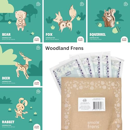3D Wooden Puzzles for Kids Ages 8+, 5 Pack Animal Puzzles, FSC-Certified Wood, Plastic-Free, STEM Kit for Kids Teens Adults, Wood Craft Model Kit, Individually Wrapped Party Favors - Woodland Frens - color: Woodland Frens