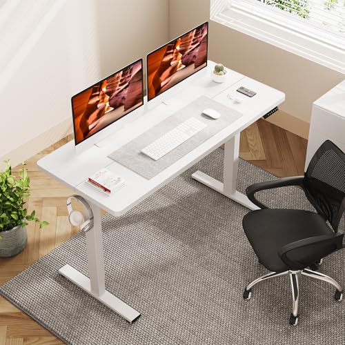 55''x 24'' Standing Desk Electric Adjustable for Home Office - color: White, size: 5524