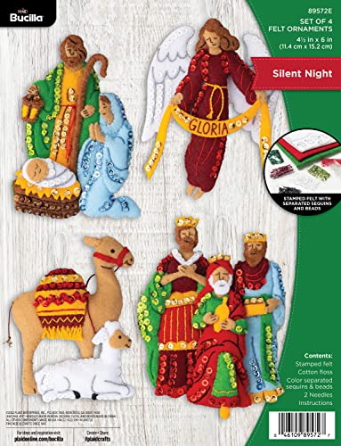 Bucilla Felt Applique 4 Piece Ornament Making Kit, Silent Night, Perfect for DIY Arts and Crafts, 89572E - style: Ornaments