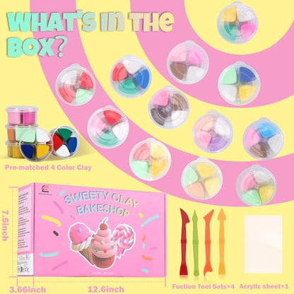 Air Dry Clay Kit for Kids – 12 Pcs, 4 Colors, Non-Toxic Craft Gift