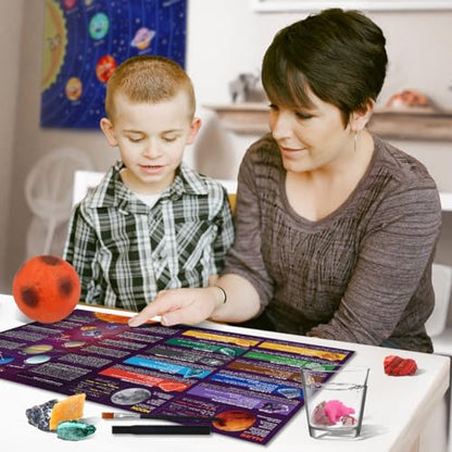 PIBEX Gemstone Dig Kit, Dig up 15 Rocks & Minerals from Earth Moon Mars, Solar System Planets Geology Science Set, Space Rock Mining Toys for Kids, STEM Gift for Boys & Girls Age 6-8-12 - size: 3 Planets (15 Stones)