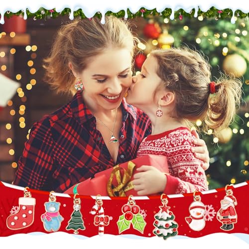 SANNIX 350Pcs Christmas Charms for Jewelry Making, Gold Enamel Xmas Charms - color: Christmas Color