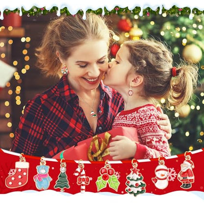 SANNIX 350Pcs Christmas Charms for Jewelry Making, Gold Enamel Xmas Charms - color: Christmas Color