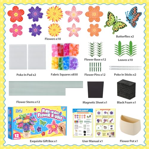 Zefy Poke Art Flower Bouquet, Mess-Free Arts and Crafts for Kids