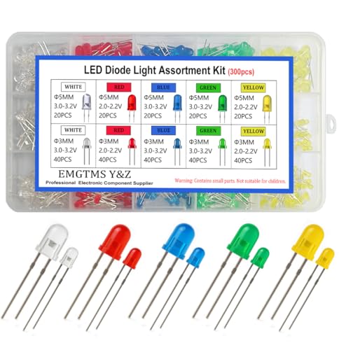 300 Pcs 3mm & 5mm LED Diode Assortment Kit