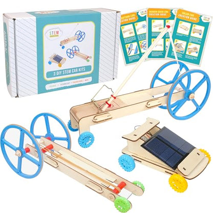 STEM Kit – 3 DIY Car Projects: Mousetrap, Solar and Rubber Band, Ages 8+