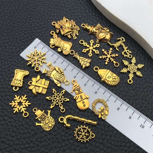 WOCRAFT 60pcs Antique Gold Christmas Bracelet Charms for Jewelry Making Sets DIY Necklace Bracelet Keychain Crafting Charms Kit Craft Supplies (SN826) - color: Antique Gold, size: Christmas Charms