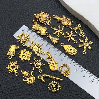 WOCRAFT 60pcs Antique Gold Christmas Bracelet Charms for Jewelry Making Sets DIY Necklace Bracelet Keychain Crafting Charms Kit Craft Supplies (SN826) - color: Antique Gold, size: Christmas Charms