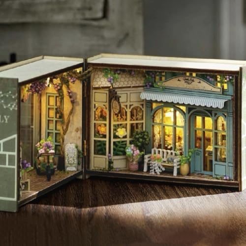DIY Miniature Dollhouse Kits - Wooden Mini Model House with LED Lights, Tiny Furniture & Accessories – Craft Building Kits for Teens & Adults (Molly Garden) – Birthday Valentine's Gift - style: Molly Garden