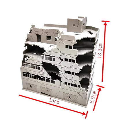 SiyphuNing N Scale 1/144 Large Size Wide 5.2inch Ruined Damaged Building After War Assembling Model Outland Scene for DIY Sand Table Garden Micro Landscape Ornaments Supply Player Spray
