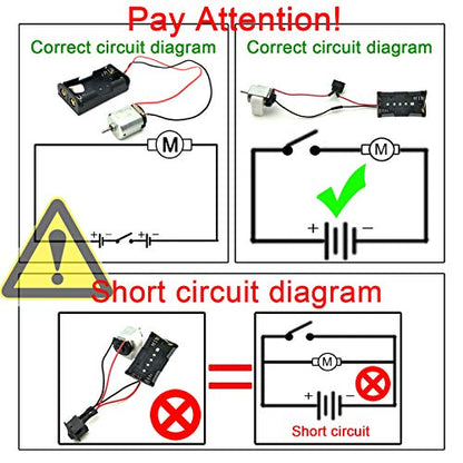 EUDAX 6 Set Rectangular Mini Electric 1.5-3V 24000RPM DC Motor with 84 Pcs Plastic Gears,Electronic Wire, 2 x AA Battery Holder,Boat Rocker Switch,Shaft Propeller for DIY Science Projects