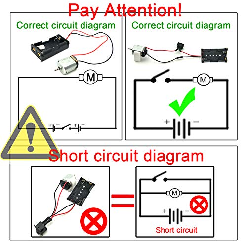 EUDAX 6 Set Small DC motor Mini Electric Hobby Motors 1.5V-3V 24000RPM with 2x1.5V AA Battery Holder Case,Motor Bracket,Rocker Switch and 12Pcs 25cm Electronic wire for DIY toys