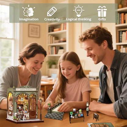 Cutefun Book Nook Kit - DIY Miniature Dollhouse Kit for Adults and Teens - color: Gallery Bookstore