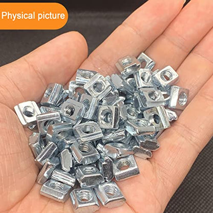 100pcs 2020 Series Sliding T-Nuts Metric M5 Thread Slide in Hammer Head T-Nut for Standard 6mm T-Slot Aluminum Extrusion Profile - style: 100pcs 20 Series Slide T Nut