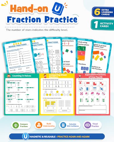 X-Large Magnetic Fraction Book, 210 Pcs Tiles Circles Manipulatives