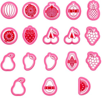 18 Pcs Summer Fruit Polymer Clay Cutters Set 3D Printe Grape Pear Watermelon Cherry Lemon Strawberry Fruits Clay Cutters for Earrings Jewelry Making Cookie Fondant Cake Decorating DIY Crafts Tools