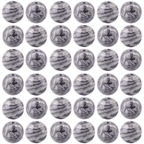 Natural Stone Beads 100pcs Round Genuine Real Stone Beading Loose Gemstones Hole Size 1mm DIY Smooth Bead for Bracelet Necklace Earrings Jewelry Making (Map Jasper, 8mm) - color: Map Jasper, size: 8mm