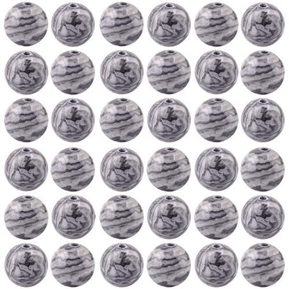 Natural Stone Beads 100pcs Round Genuine Real Stone Beading Loose Gemstones Hole Size 1mm DIY Smooth Bead for Bracelet Necklace Earrings Jewelry Making (Map Jasper, 8mm) - color: Map Jasper, size: 8mm