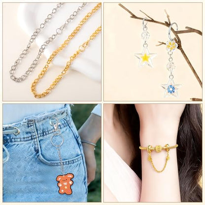 1130PCS Keychain Making Kit Jump Rings for Jewelry DIY Supplies Gold/Silver - color: Gold and Silver