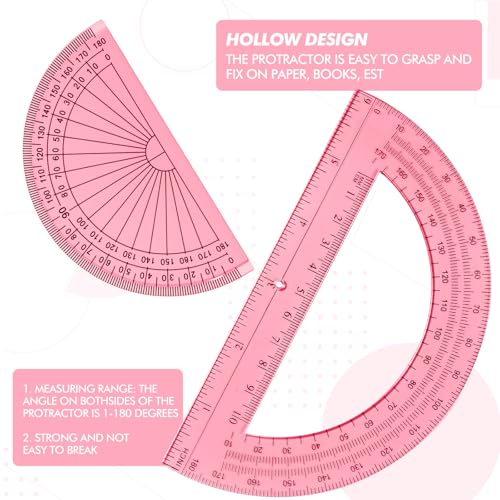 EBOOT 2 Pcs Plastic Protractors - color: Light Pink
