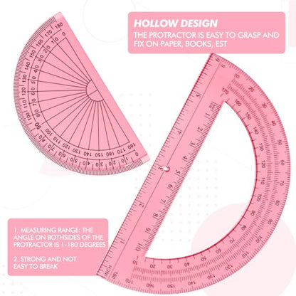 EBOOT 2 Pcs Plastic Protractors - color: Light Pink