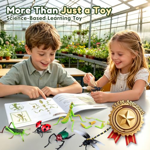 Drefirsa 8Pcs Realistic Bug Building Toy, Educational Toy for Kid Age 6+