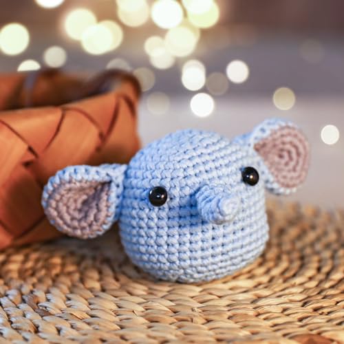 Crochet Kit for Beginners: Elephant Crochet Kit for Adults, Include Easy to Use Yarn, Step-by-Step Video, Patterns, Learn to Crochet, Thanksgiving, Christmas, Birthday Gift - color: Elephant