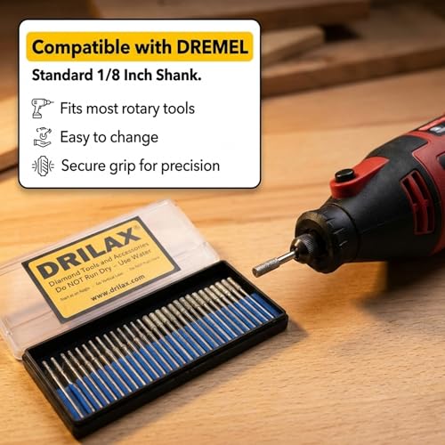 Diamond Dremel Bits, 30-Pc Set 2mm & 3mm for Sea Glass, Stones & Lapidary - size: 2mm - 3mm