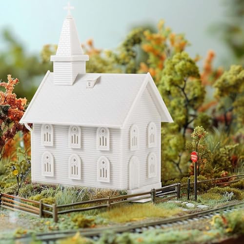 N Scale Model Blank Church Kit Unassembled House for Model Train Layout Diorama JZN5875JJ (Church-1PC) - style: Church-1PC