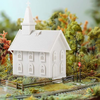 N Scale Model Blank Church Kit Unassembled House for Model Train Layout Diorama JZN5875JJ (Church-1PC) - style: Church-1PC