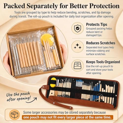 47PCS Pottery Tools Kit, Ceramic Tools, Clay Sculpting Tools - color: 47Pcs