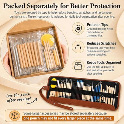 47PCS Pottery Tools Kit, Ceramic Tools, Clay Sculpting Tools - color: 47Pcs
