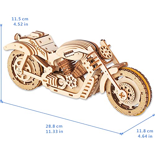 3D Wooden Puzzle Motorcycle - Wooden Puzzles for Adults - DIY Mechanical Model Building Kits, Wooden Craft Decoration Ornaments - color: Motorcycle R2
