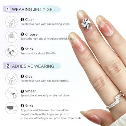 6 Packs (144 Pcs) | Reusable Press on Nails | cute nails | 6-Style Bundle | 12 Sizes | Each Style 24 Pcs | Gold Rhinestone & Glitter Accents - color: Gold Rhinestone & Glitter Accents