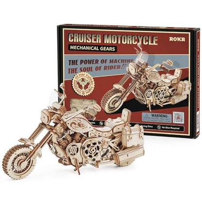 ROKR 3D Wooden Puzzles for Adults 1:8 Scale Motorcycle Model Car Kits to Build - DIY Wood Craft Hobbies for Adults/Men/Women Cool Gifts Home Decor