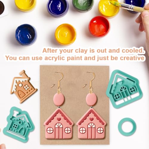15Pcs House Polymer Clay Cutters Geometric Clay Earrings Cutters Polymer Jewelry Cutter for Earrings Making Party Festival DIY Supplies - color: House