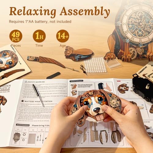 3D Wooden Puzzle for Adults - Dachshund Clock - color: Dachshund