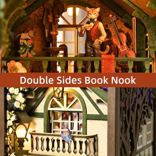 TOYQI Book Nook Kit, DIY Miniature Dollhouse Kit for Adults and Teens - color: Cat Affairs Bureau