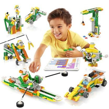 Apitor Q Robot Building Kit, 20-in-1 Programmable APP RC Car Robotics Coding Kit, STEM Projects Educational Birthday Gifts for Boys Girls Kids Aged 6-12 (233 Pieces) - style: Robot Q(Entry-level)