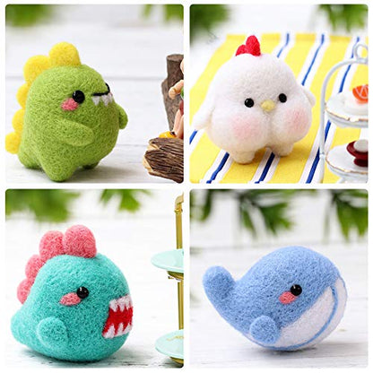 LOKUNN Needle Felting Kit 4 PCS Animal Felting Kits for Beginners Adult - color: Animal Theme
