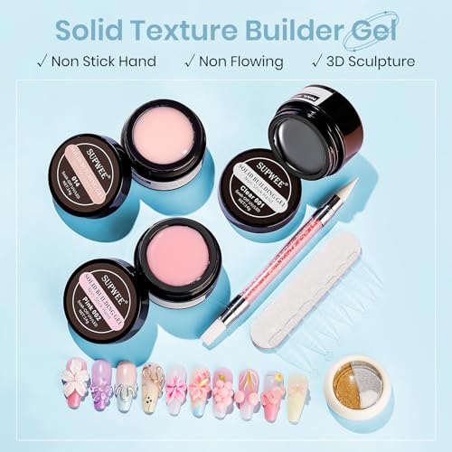 Sculpting Gel for 3D Nail Art Gel Non Stick Hand Solid Builder Gels - color: Clear&Pink&Nude