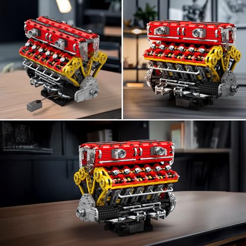 Reobrix V12 Engine Building Block Sets Sports Car Engine Model Kit
